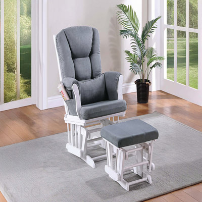 Chaise avec repose-pieds rembourré en microfibre gris foncé