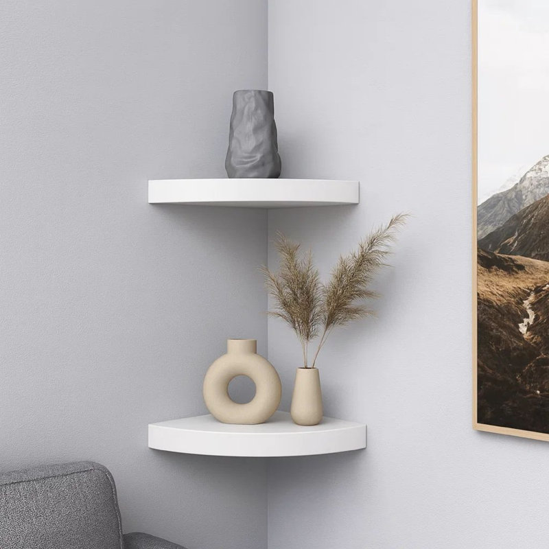 Ensemble de 2 tablettes murales d'angle Phoebs, Blanc
