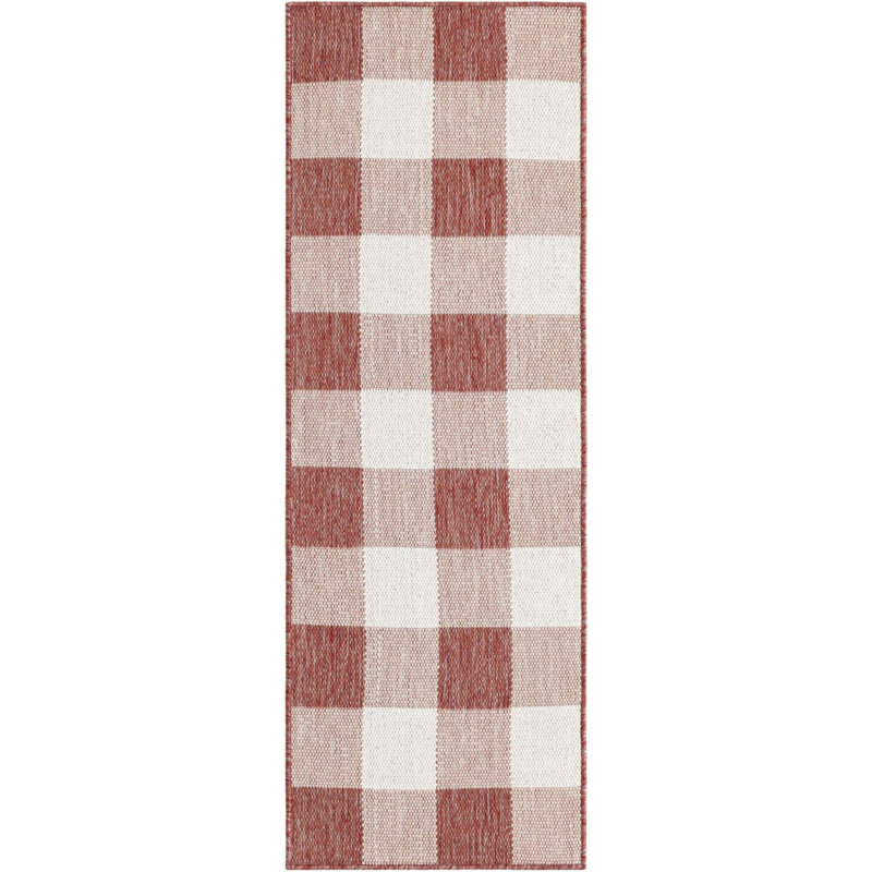 Tapis intérieur / extérieur rouge Borland, Tapis de couloir 2 pi x 6 pi 1 po