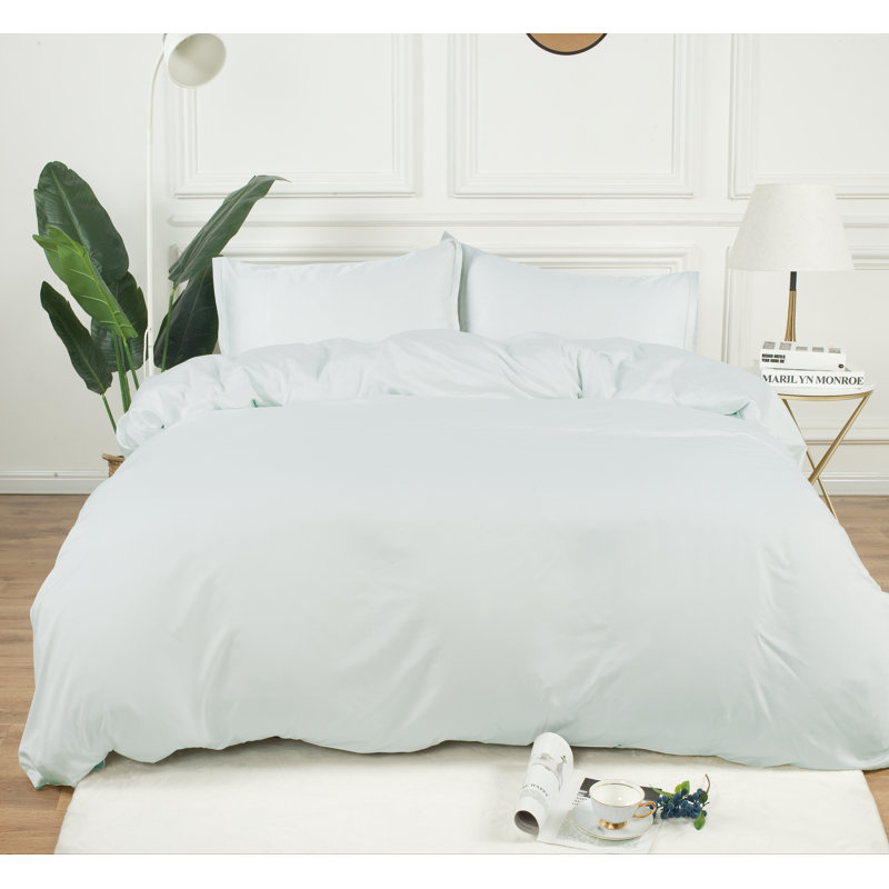  Ensemble de housse de couette en rayonne 3 pièces, Blanc, Housse de couette grand et 2 taies décoratives