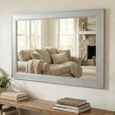 Aseer Wood Framed Mirror with Safety Backing Ideal for Bathroom/Vanity Mirror