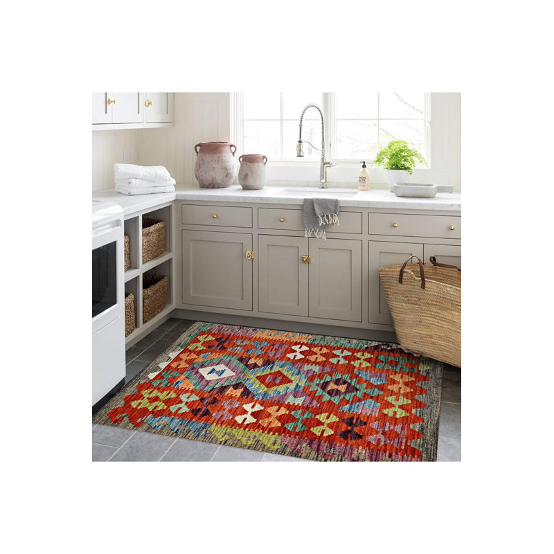 Tapis multicolore à motifs géométriques et motifs lavables rétro, Tapis de couloir 3 pi 3 po x 6 pi 7 po inclus