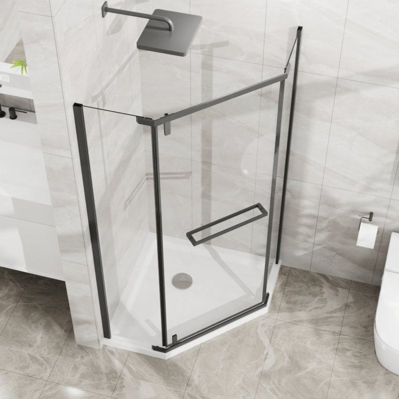 Frameless Shower Door 36 In.D X 36 In.W X 72 In.H Corner Shower Enclosure With Clear SGCC Tempered Glass Pivot Shower Door