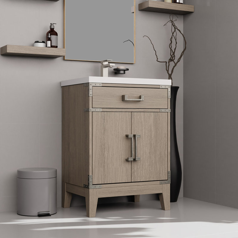 Meuble-lavabo simple avec plateau en acrylique, Gris