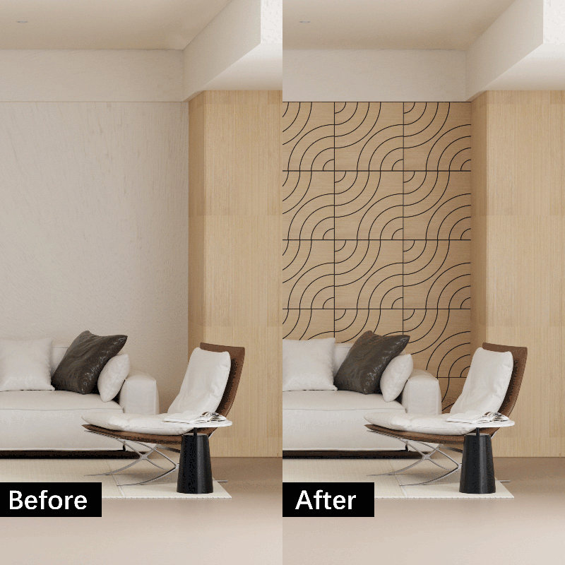 0.4 in. x 24 in. x 24 in. White Oak Self-Adhesive Square Edge MDF Decorative Wall Paneling (4-Pack), White Oak
