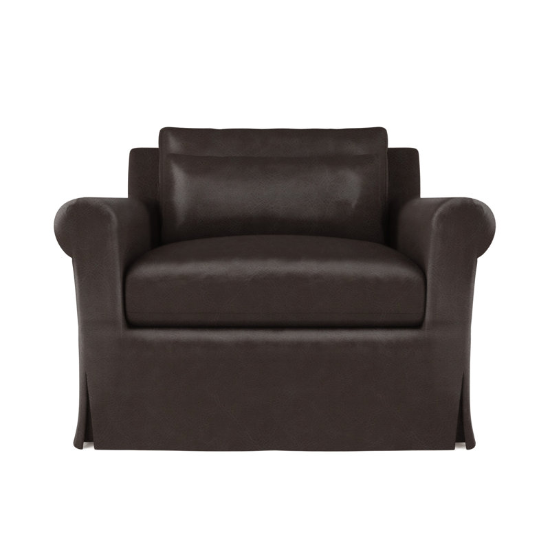 Transitional Chair, 34" H x 40" W x 42" D, Vintage Leather Chocolate, Natural