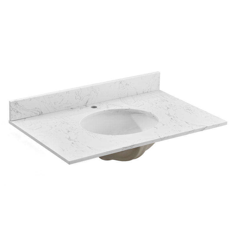 36'' Engineered Stone Single Bathroom Vanity Top With Sink – For Vanity Replacement, No Cabinet