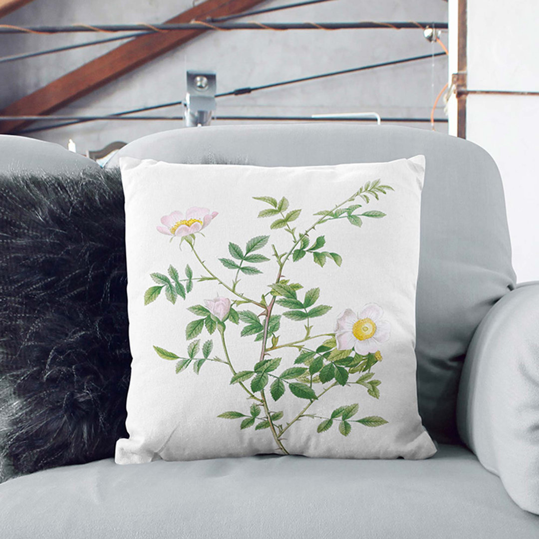 Hedge Rose in by Pierre-Joseph Redoute Cushion with Filling