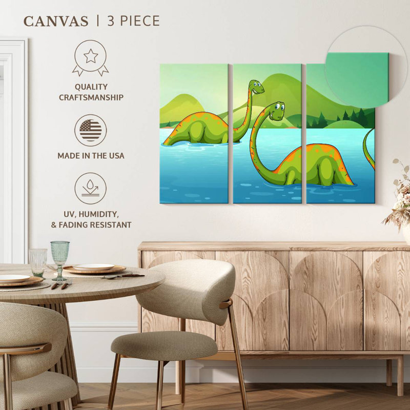River With Dinosaurs, 28" H x 45" W