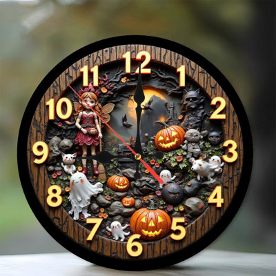 Halloweenfairyclockwithpumpkinsandghosts