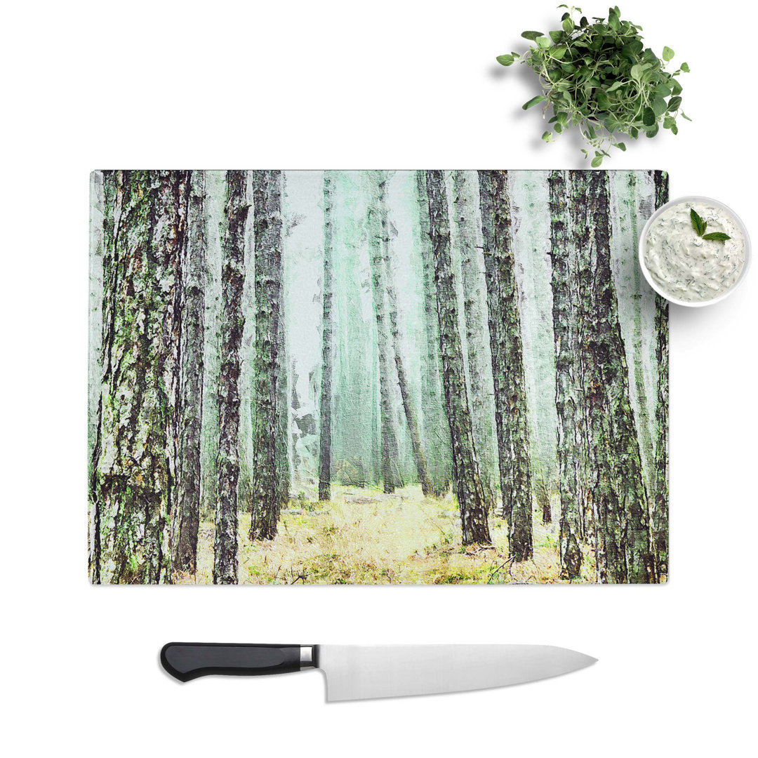 Tempered Glass View of a Pine Tree Forest Chopping Board