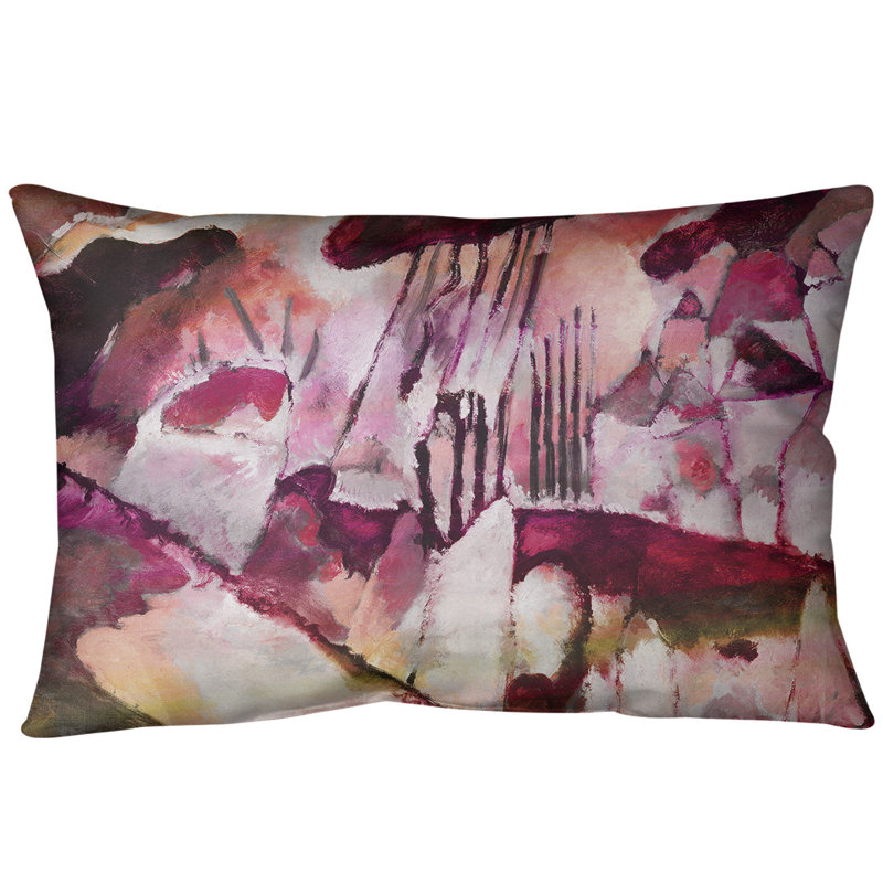 Oreiller avec coussin lombaire avec pluie paysage, Rouge, Faux lin