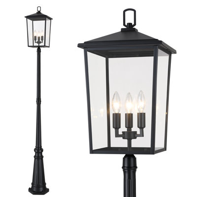 Lampadaire d'extérieur en aluminium 3 lumières H 91 "avec finition noir mat