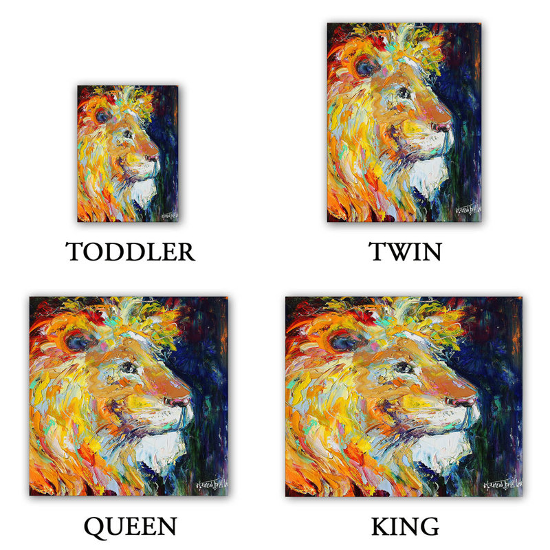 Ensemble de housse de couette lion fiers, 1 housse de couette grand + 2 taies standards