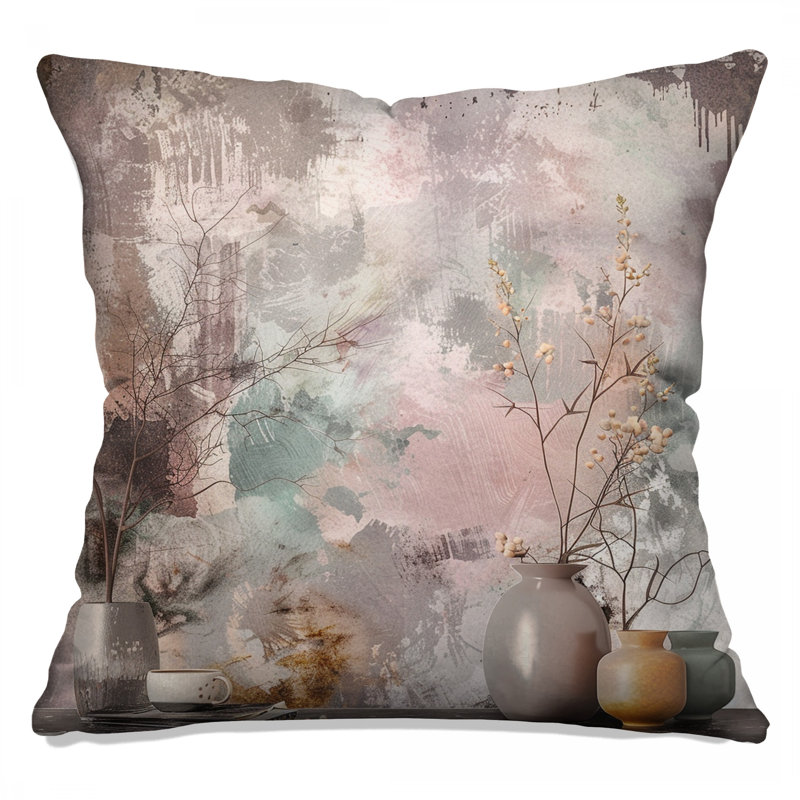 Vase, coussin décoratif double face, 26 po x 26 po