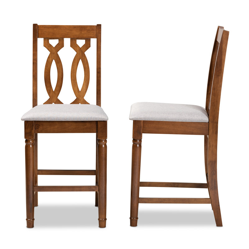 Upholstered Counter Stool with Solid Wood Frame
