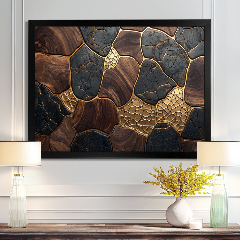 Soft Neutral Earth Colour Marble Balance I - Abstract Wall Art, H 12 po x l 20 po, Floater Framed, Noir, noir, noir, noir