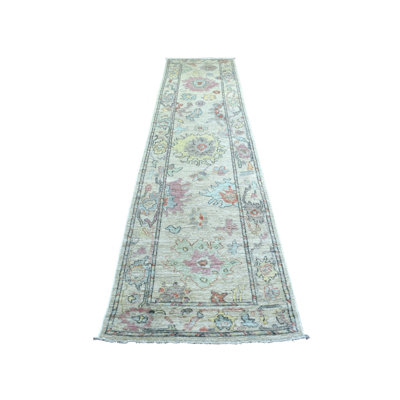2'10" x 12'3" New Hand Knotted Beige Wool Runner Oriental Rug - MOA10270494