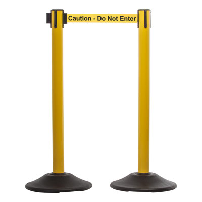 Poteau en acier robuste jaune de qualité supérieure avec sangle rétractable de 7,5 pieds US