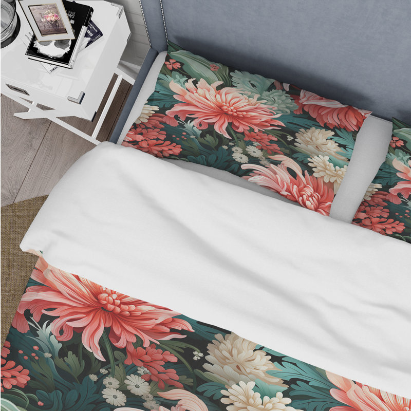 Literie Tropic Coral, Housse de couette pour très grand lit et 2 très