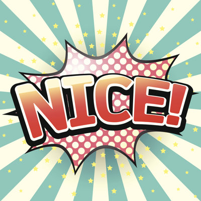 Nice, Comic Speech Bubble. Vector Illustration.