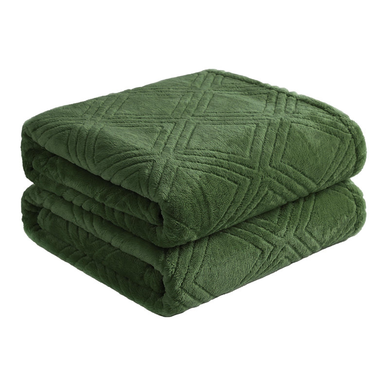 Couverture molletonnée en polyester moelleux Alaska, Vert, Très grand lit