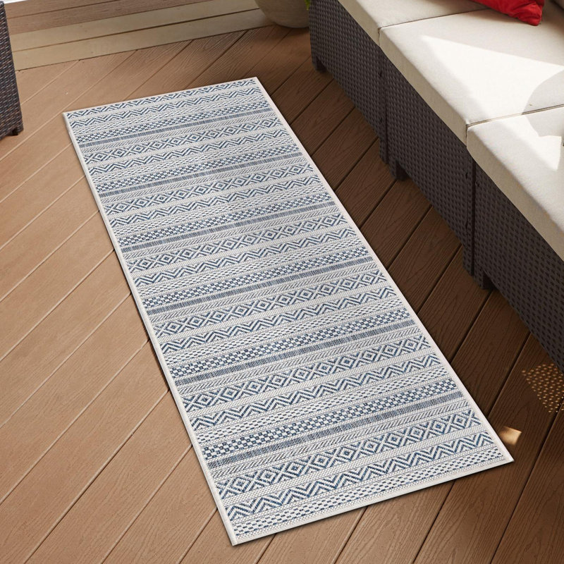 Tapis intérieur / extérieur en polypropylène tissé à la machine Evolet, Tapis de couloir 2 pi x 7 pi 10 po