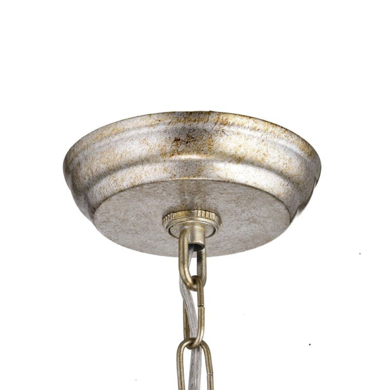 Lustre étagé unique à 4 lumières avec détails en cristal Braiden, Argent antique