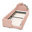 Cadre de lit simple pour enfant avec garde-corps de sécurité, cadre de lit pour tout-petit en forme de dinosaure pour enfants pour chambre à coucher, tissu bouclé, rose-104416904