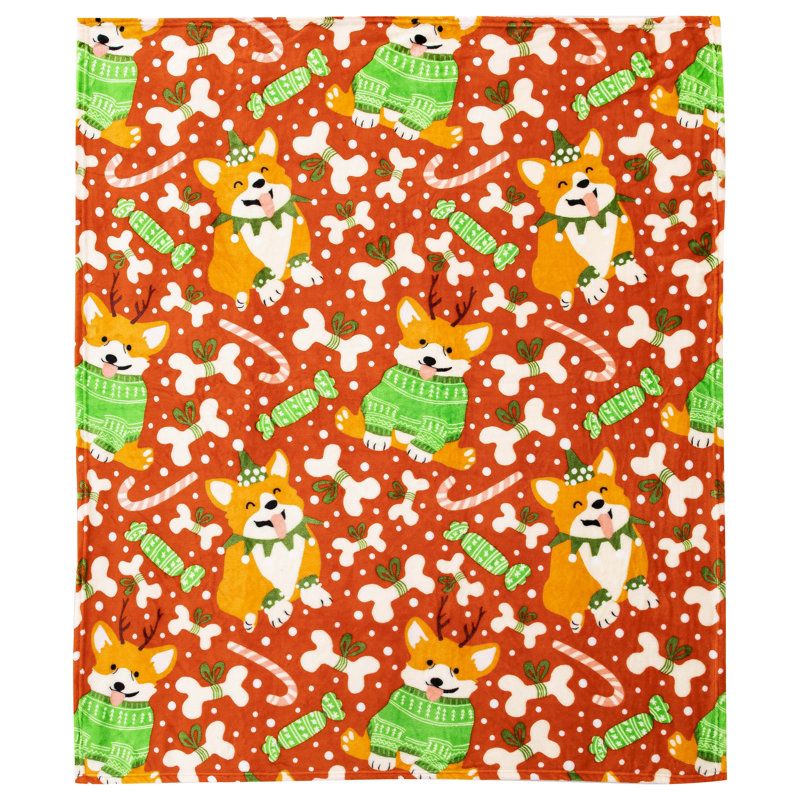 Jeté en soie Christmas Corgies, 50 x 60 pouces