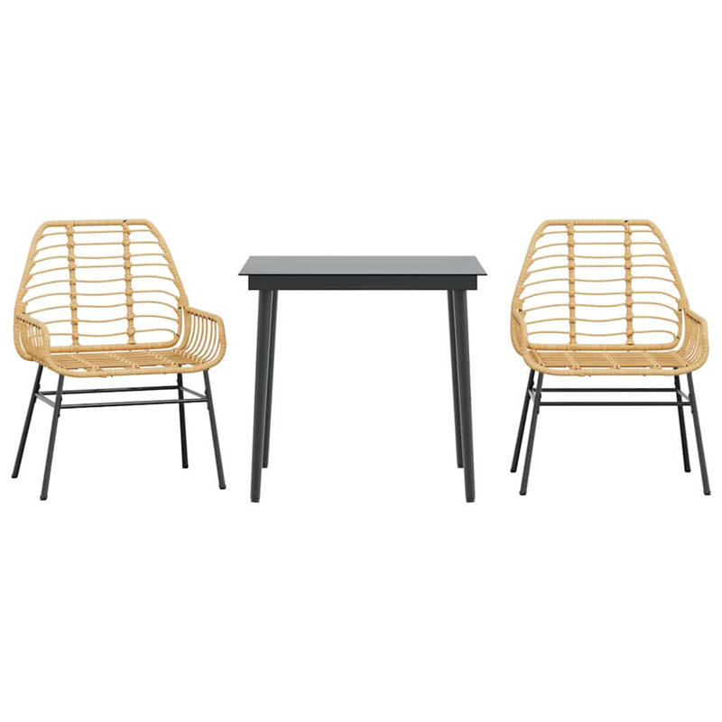 Square 3 - Piece 2 - Person 80Cm L Outdoor Table Set, Brown/Black