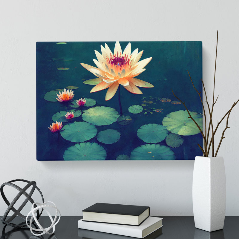 Bright Water Lily Flowers - Wrapped Canvas Photograph - Wrapped Canvas, 50cm H x 76cm W x 3cm D