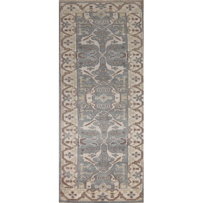 Handmade Wool Oushak Indian Runner Rug 3x8