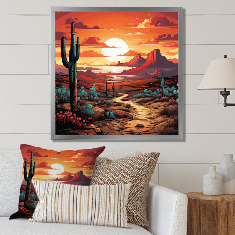 Reproduction d'art sur toile, paysage sauvage - chaleur sauvage, Cadre simple argenté, H 16 po x l 16 po x P 1 po