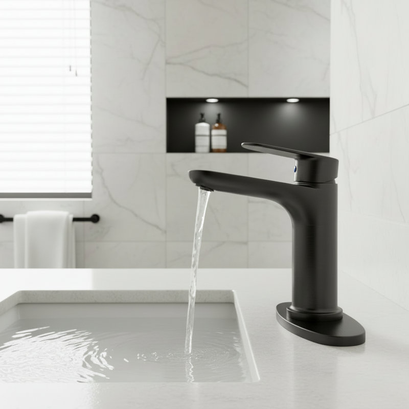 Single-Handle Bathroom Faucet for 1- or 3-Hole Deck-Mount Installation, Matte Black