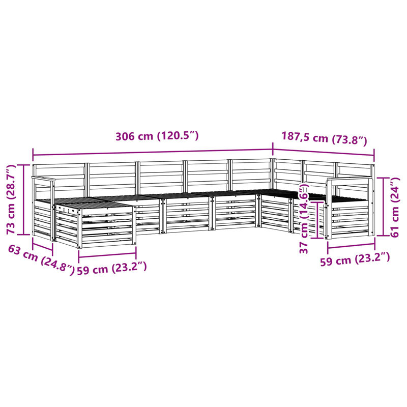 306cm Wide Patio Sectional Set