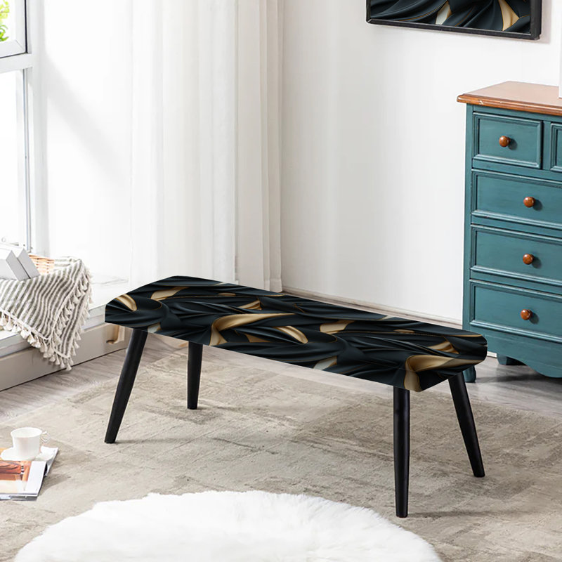 Banc rembourré en marbre Glamour Noir And Gold Harmony