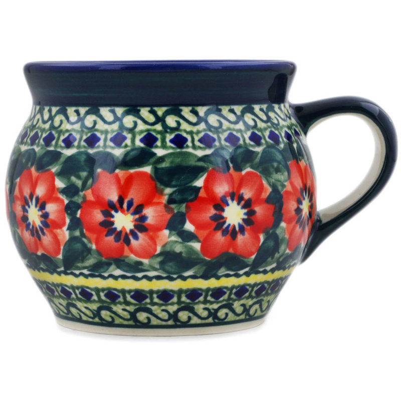 Tasse à bulles en grès poli 16 oz - Poppies All Around