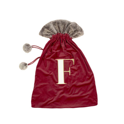 Luxuriöser Weihnachtssack mit monogrammiertem Buchstaben F