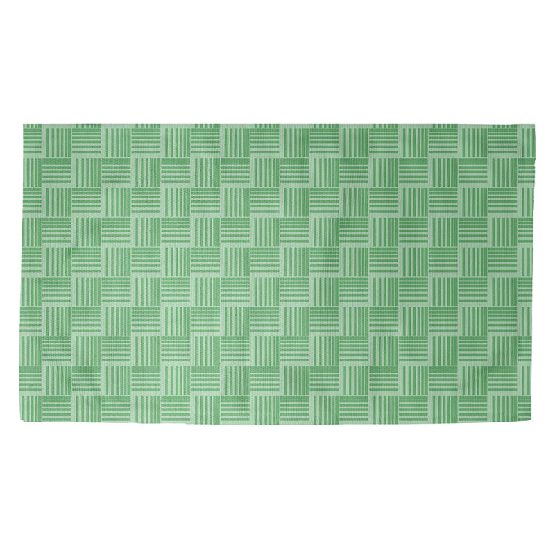 Tapis décoratif à rayures tressées de couleur verte, Rectangle 2 pi x 3 pi