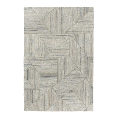 Tapis d'intérieur en laine touffeté à la main à motif géométrique bleu / ivoire Arya