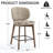 Mid-Century Modern Counter Stool, Fabric Upholstered Barstool with Wingback, Armless Counter Height Bar Stool With Wood Legs, Metal Footrest, For Kitchen Island Bar Counter, Khaki, Set of 2-124580351-124825000