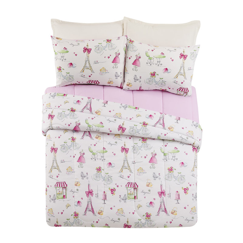 Pretty in Paris Pink Microfiber Twin Comforter Set