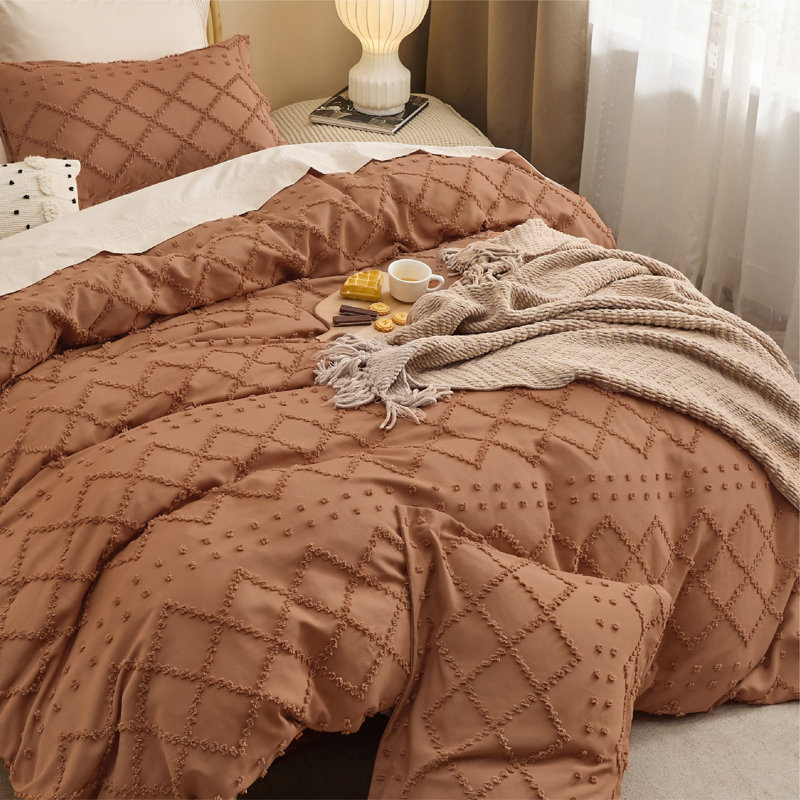 Bedsure Boho Duvet Cover King Size - Burnt Orange Breathable & Soft Boho Bedding, Machine Washable Comforter Cover for All Seasons, Includes 1 Duvet Cover 104"x90" with 2 Pillow Shams & Zipper Closure