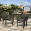 Ensemble de 2 chaises de salle à manger d'extérieur, structure en aluminium avec coussin gris, capacité de 300 lb, sièges de patio toutes saisons pour la cour, la terrasse et le jardin