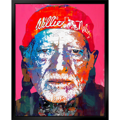 Willie Nelson Pop Art-Giclée sur toile avec cadre flottant vertical