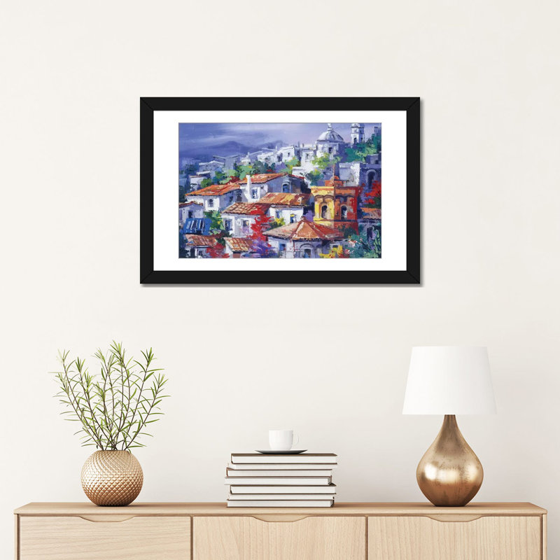 «Paesaggio del Nord», reproduction sur toile, H 16 po x l 24 po x P 1 po, Papier d'art encadré noir, Blanc
