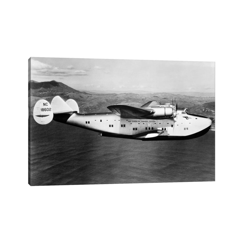 1930s-1940s Pan American Clipper Flying Boat Airplane In Flight - Wrapped Canvas Print, 20.32 cm H x 30.48 cm W