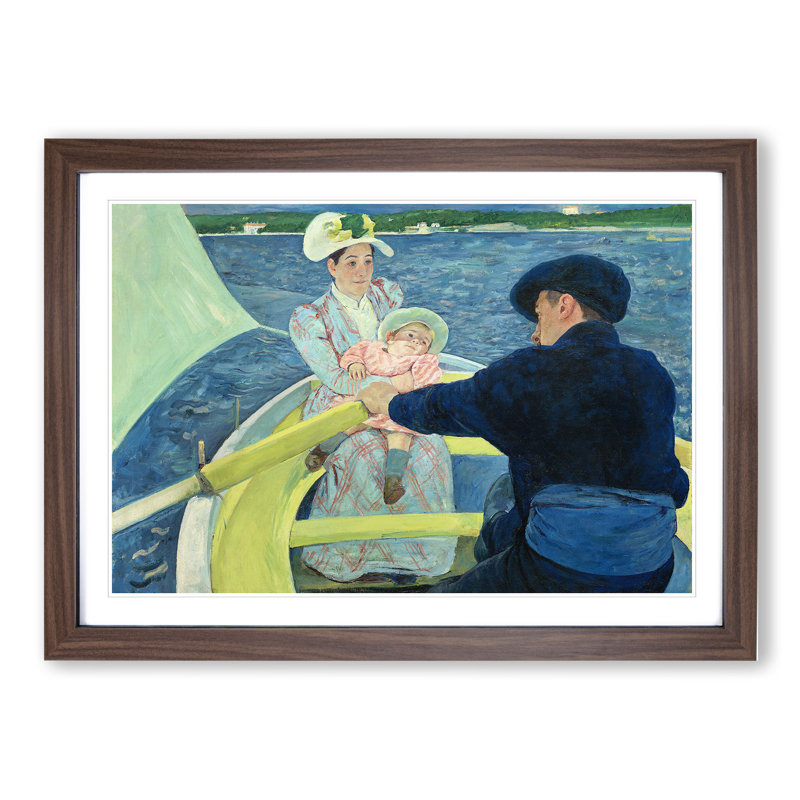 The Boating Party by Mary Cassatt - Picture Frame Painting, Walnut Framed, 36cm H x 48cm W x 2cm D