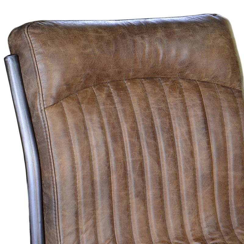 Chaise d'appoint en cuir Pirlo, Cuir véritable brun